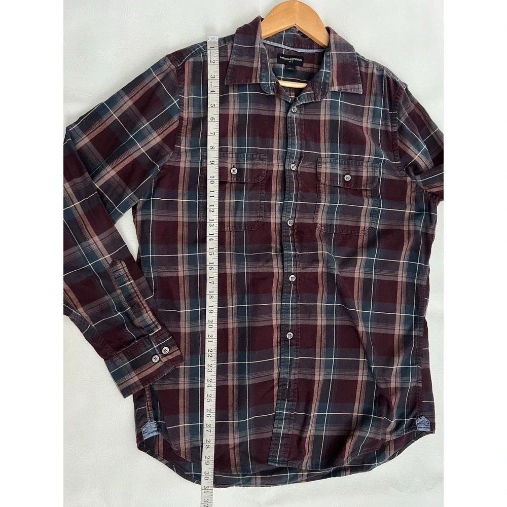Banana Republic Plaid Button Front Shirt Men's Large Grunge Casual